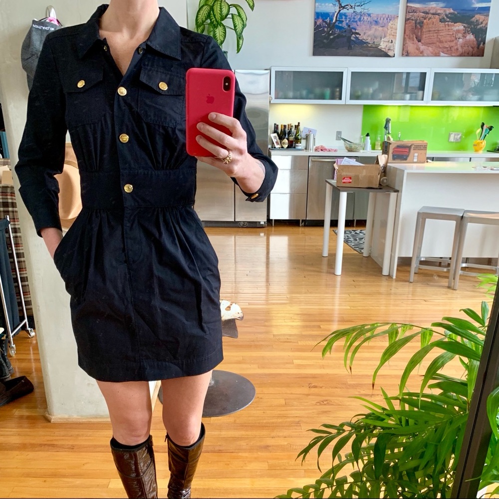 NWOT Gucci / gold snap down front / black dress 🔥